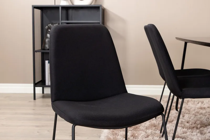 Petra Spisegruppe 190 cm Rektangulær med 6 Muce Stoler - Sort - Møbler - Bord - Spisegrupper