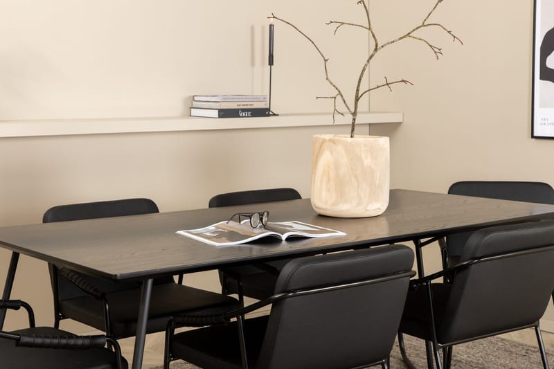 Petra Spisegruppe 190 cm Rektangulær med 6 Tvista Stoler - Sort - Møbler - Bord - Spisegrupper