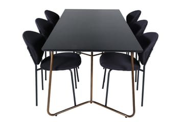 Petra Spisegruppe 190 cm Rektangulær med 6 Vault Stoler - Sort - Møbler - Bord - Spisegrupper