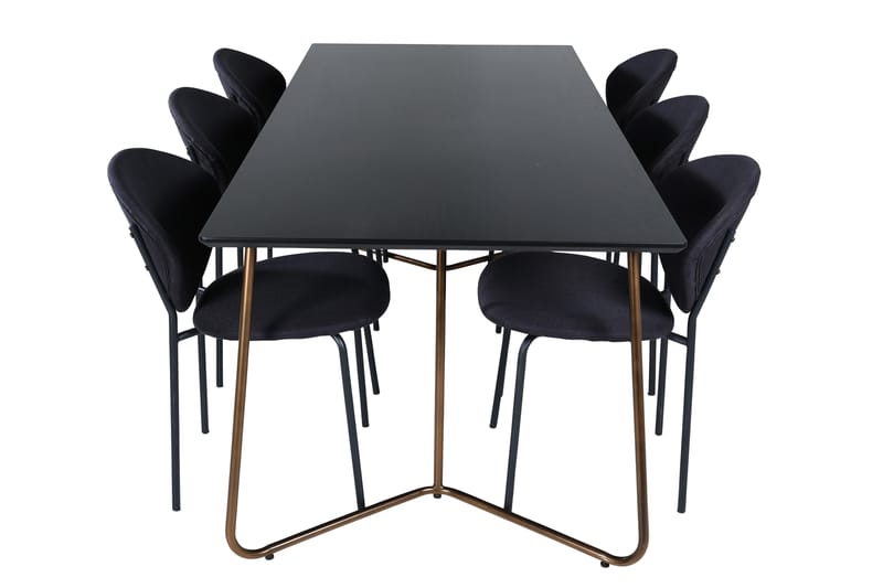 Petra Spisegruppe 190 cm Rektangulær med 6 Vault Stoler - Sort - Møbler - Bord - Spisegrupper