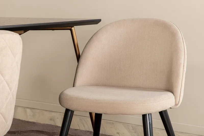 Petra Spisegruppe 190 cm Rektangulær med 6 Velvet Stoler - Beige - Møbler - Bord - Spisegrupper