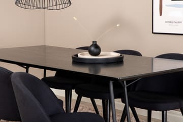 Petra Spisegruppe 190 cm Rektangulær med 6 Velvet Stoler - Sort - Møbler - Bord - Spisegrupper
