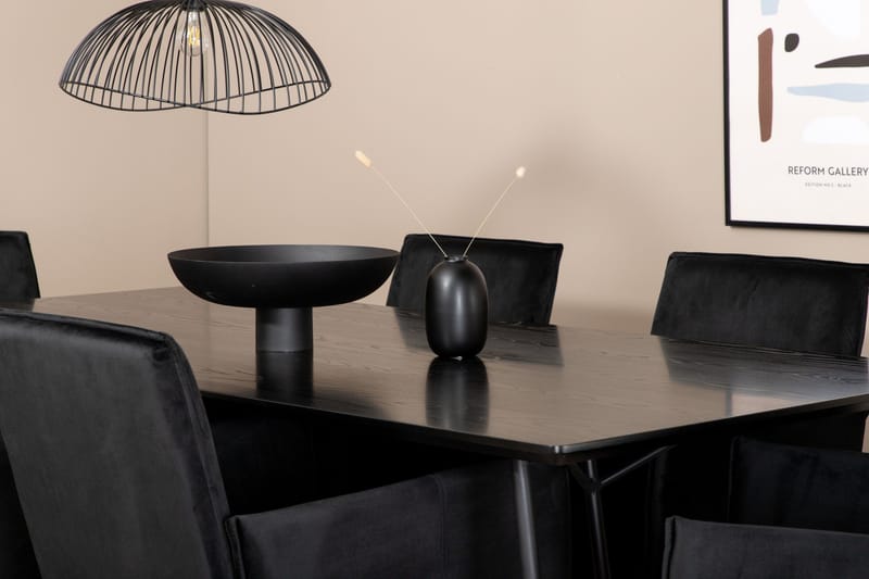 Petra Spisegruppe 190 cm Rektangulær med 6 Petra Stoler - Sort - Møbler - Bord - Spisegrupper