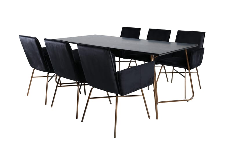 Petra Spisegruppe 190 cm Rektangulær med 6 Petra Stoler - Sort - Møbler - Bord - Spisegrupper