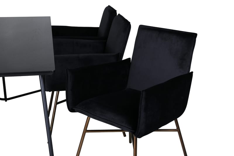 Petra Spisegruppe 190 cm Rektangulær med 6 Petra Stoler - Sort - Møbler - Bord - Spisegrupper