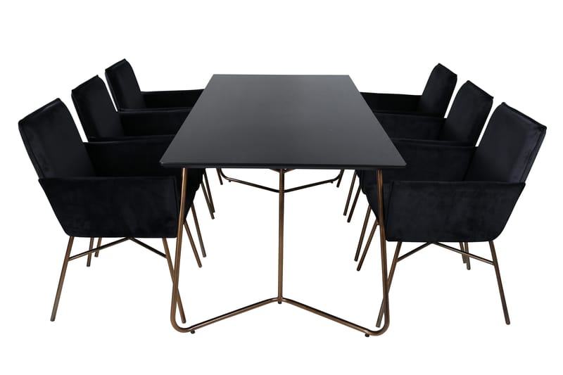 Petra Spisegruppe 190 cm Rektangulær med 6 Petra Stoler - Sort - Møbler - Bord - Spisegrupper
