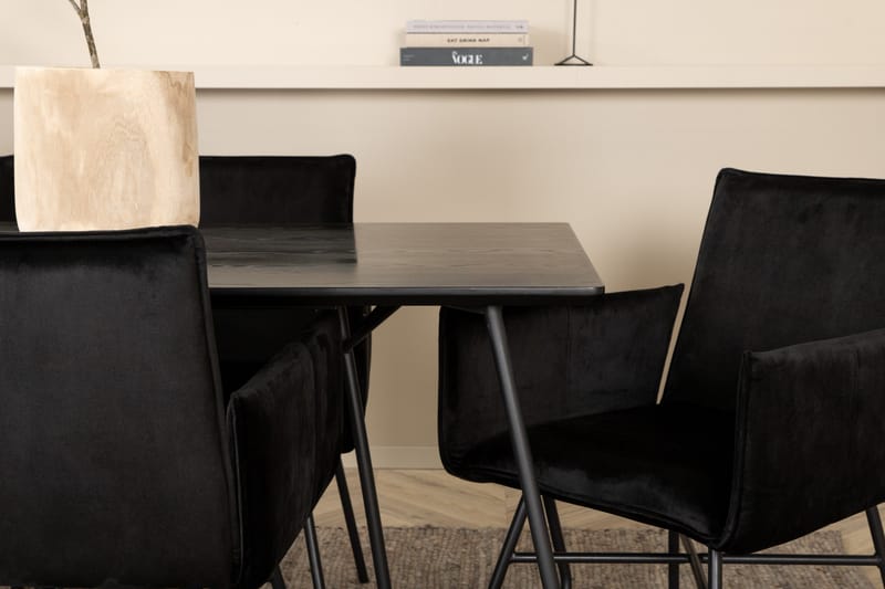 Petra Spisegruppe 190 cm Rektangulær med 6 Petra Stoler - Sort - Møbler - Bord - Spisegrupper