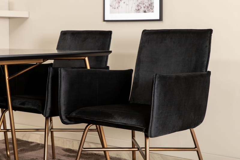 Petra Spisegruppe 190 cm Rektangulær med 6 Petra Stoler - Sort - Møbler - Bord - Spisegrupper