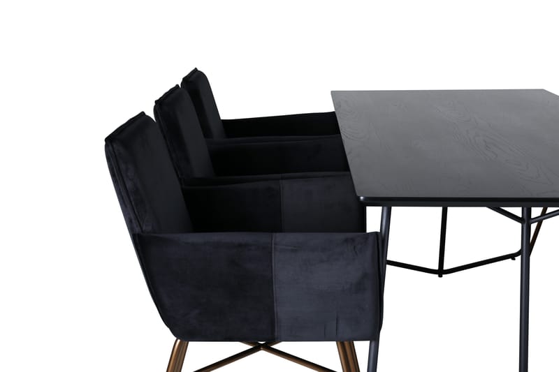 Petra Spisegruppe 190 cm Rektangulær med 6 Petra Stoler - Sort - Møbler - Bord - Spisegrupper