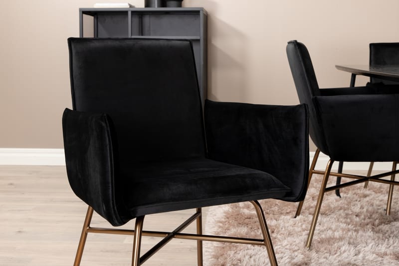 Petra Spisegruppe 190 cm Rektangulær med 6 Petra Stoler - Sort - Møbler - Bord - Spisegrupper