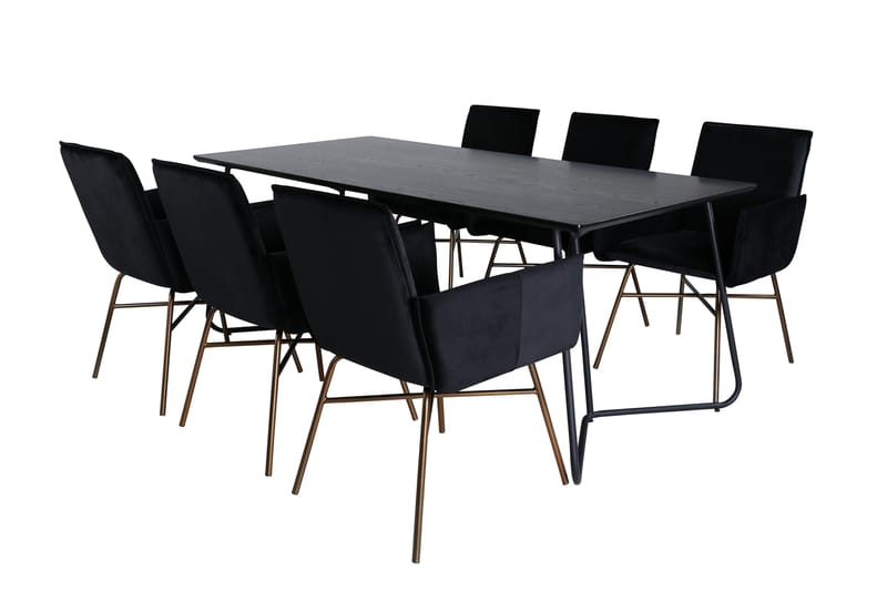 Petra Spisegruppe 190 cm Rektangulær med 6 Petra Stoler - Sort - Møbler - Bord - Spisegrupper