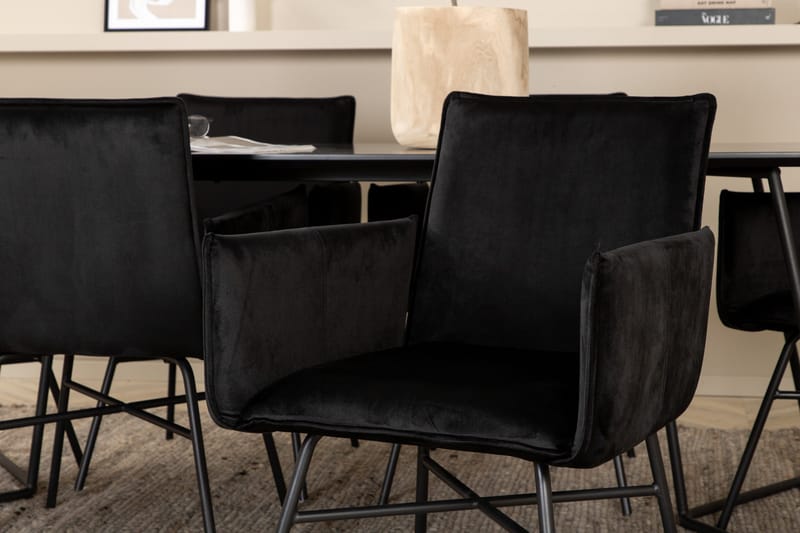 Petra Spisegruppe 190 cm Rektangulær med 6 Petra Stoler - Sort - Møbler - Bord - Spisegrupper