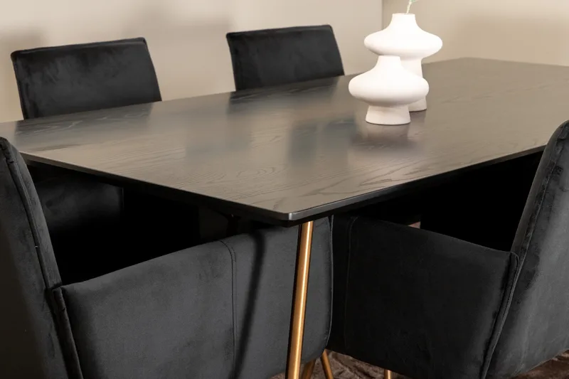 Petra Spisegruppe 190 cm Rektangulær med 6 Petra Stoler - Sort - Møbler - Bord - Spisegrupper