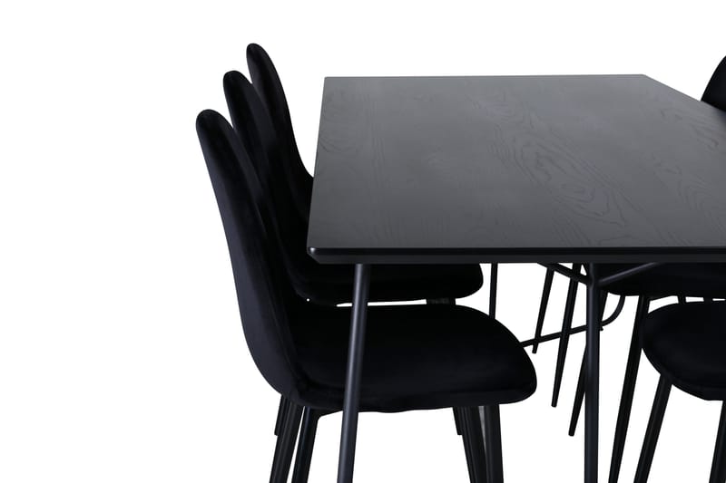 Petra Spisegruppe 190 cm Rektangulær med 6 Polar Stoler - Sort - Møbler - Bord - Spisegrupper