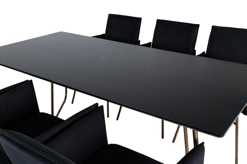 Petra Spisegruppe 190 cm Rektangulær med 6 Petra Stoler - Sort - Møbler - Bord - Spisegrupper