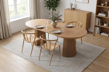 Peyra Forlengbart rundt 120-220 cm Eik med 4 Winston Spisestoler - Eik - Møbler - Bord - Spisegrupper