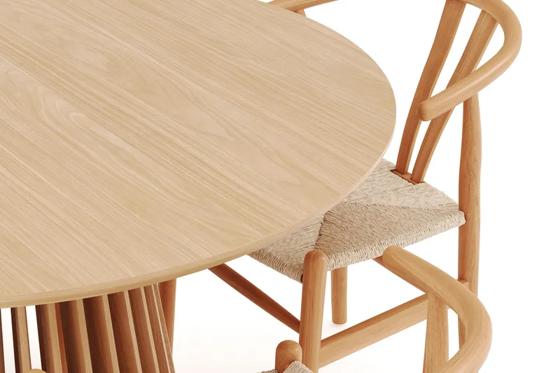 Peyra Matgruppe 120 cm Rund Eik med 4 Dastoori Spisestol - Natur - Møbler - Bord - Spisegrupper
