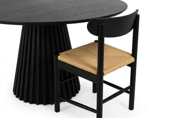 Peyra rund spisegruppe 110 cm svart med 4 Malte-spisestoler - Svartbeiset eik - Møbler - Bord - Spisegrupper