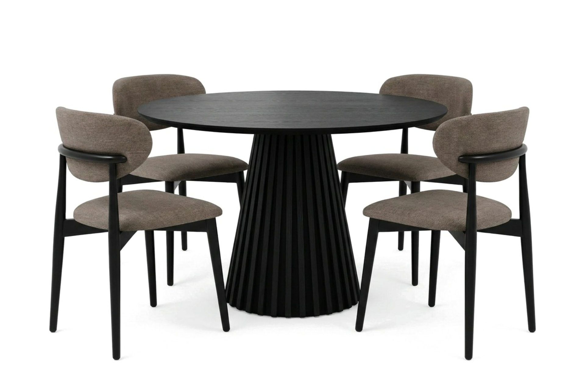 Peyra rund spisegruppe 110 cm svart med 4 Molly-spisestoler - Svart
