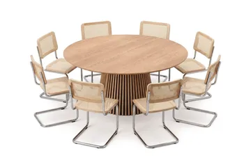 Peyra rund spisegruppe 180 cm eik med 8 Build spisestoler - Eik - Møbler - Bord - Spisegrupper