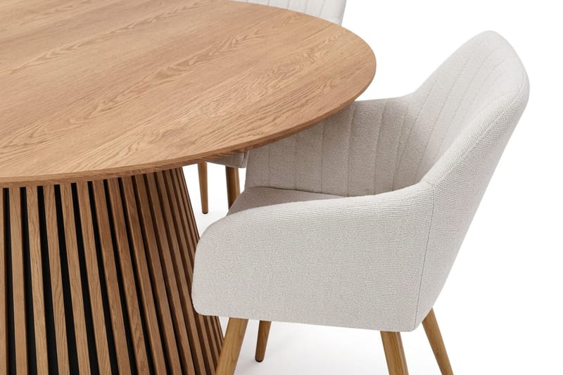 Peyra rund spisegruppe 180 cm Eik med 8 Filippa spisestoler - Eik - Møbler - Bord - Spisegrupper