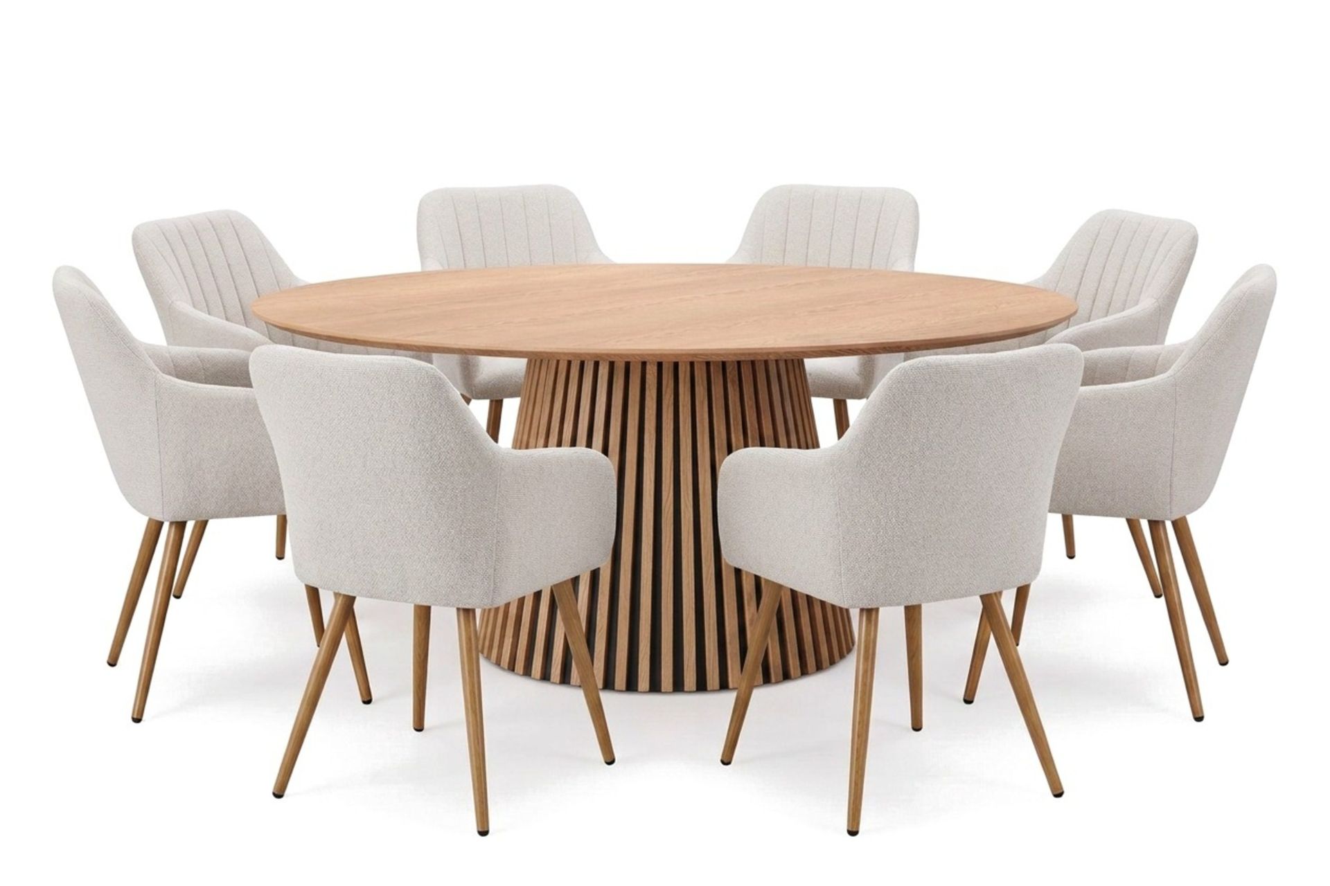 Peyra rund spisegruppe 180 cm Eik med 8 Filippa spisestoler - Eik