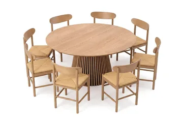 Peyra rund spisegruppe 180 cm eik med 8 Malte-spisestoler - Eik - Møbler - Bord - Spisegrupper