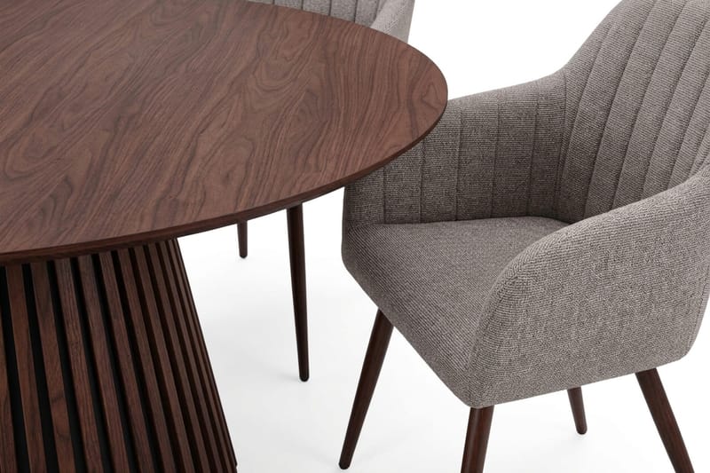 Peyra rund spisegruppe 180 cm Valnøtt med 8 Filippa spisestoler - Valnøtt - Møbler - Bord - Spisegrupper
