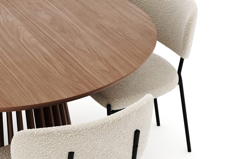 Peyra Rundt Spisebord 120 cm med 4 Gemmiano Stoler - Valnøtt - Møbler - Bord - Spisegrupper