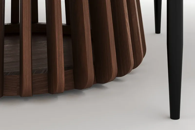 Peyra Rundt Spisebord 120 cm med 4 Sawako Stoler - Valnøtt - Møbler - Bord - Spisegrupper