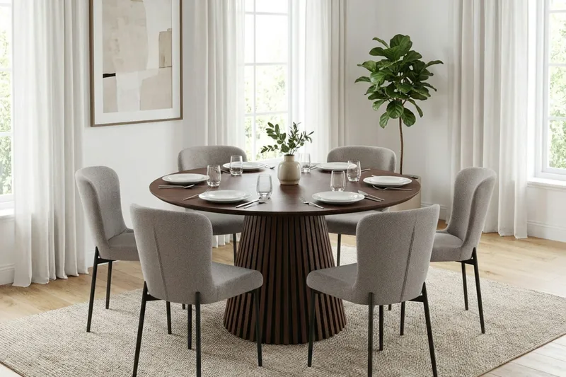 Peyra rundt spisebord 130 cm finér - Valnøtt - Møbler - Bord - Spisebord & kjøkkenbord