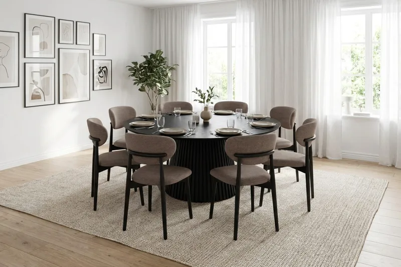 Peyra rundt spisebord 180 cm finér - Svartbeiset eik - Møbler - Bord - Spisebord & kjøkkenbord
