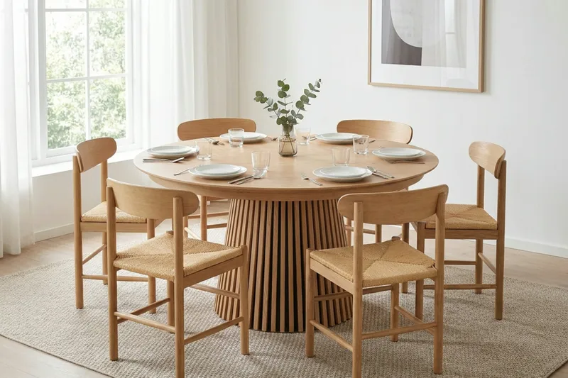 Peyra rundt spisebord uttrekkbart 140–240 cm finér - Eik - Møbler - Bord - Spisebord & kjøkkenbord