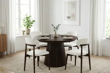 Peyra rundt uttrekkbart spisebord 120–220 cm finér - Røkt eik - Møbler - Bord - Spisebord & kjøkkenbord