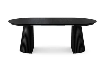 Peyra rundt uttrekkbart spisebord 120–220 cm finér - Svartmalt eik - Møbler - Bord - Spisebord & kjøkkenbord