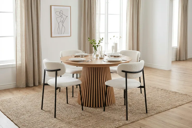 Peyra rundt uttrekkbart spisebord 120–220 cm finer - Eik - Møbler - Bord - Spisebord & kjøkkenbord