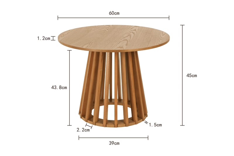Peyra sofabord rundt 60 cm finér - Eik - Møbler - Bord - Sofabord