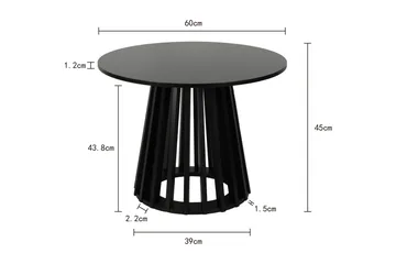 Peyra sofabord rundt 60 cm finér - Svart - Møbler - Bord - Sofabord