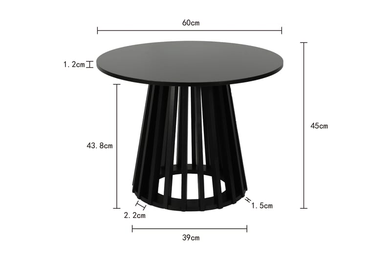 Peyra sofabord rundt 60 cm finér - Svart - Møbler - Bord - Sofabord
