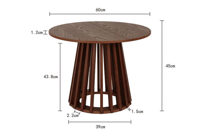 Peyra sofabord rundt 60 cm finér - Valnøtt - Møbler - Bord - Sofabord