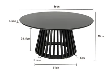 Peyra sofabord rundt 86 cm finér - Svartbeiset eik - Møbler - Bord - Sofabord