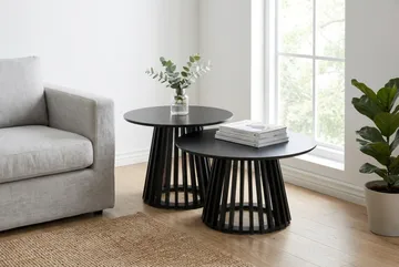 Peyra sofabord rundt 86 cm finér - Svartbeiset eik - Møbler - Bord - Sofabord