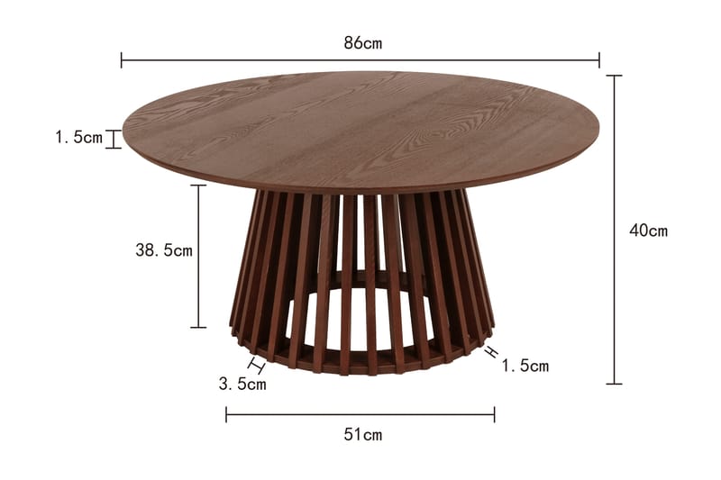 Peyra Sofabord Rundt 86 cm Finér - Valnøtt - Møbler - Bord - Sofabord