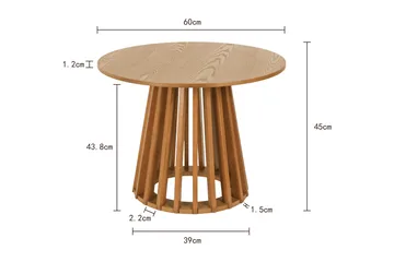 Peyra Sofabord Satsbord Rundt 86/60 cm Finér - Eik - Møbler - Bord - Sofabord