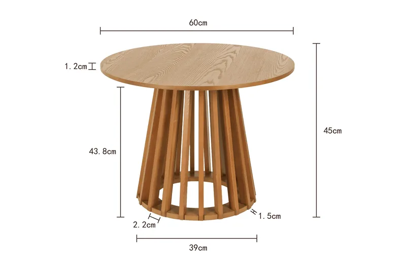 Peyra Sofabord Satsbord Rundt 86/60 cm Finér - Eik - Møbler - Bord - Sofabord