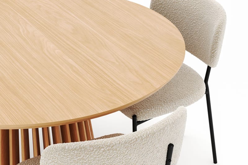 Peyra Spisebord 120 cm Rundt med 4 Gemmiano Stoler - Natur - Møbler - Bord - Spisegrupper