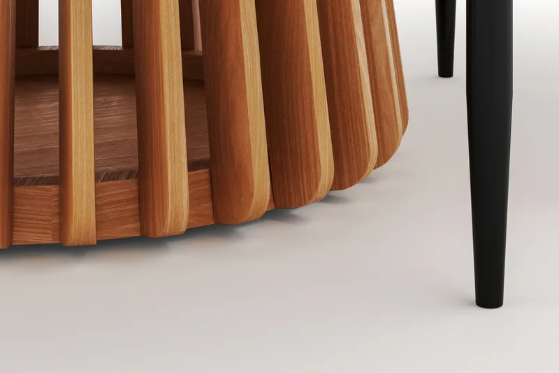 Peyra Spisebord 120 cm Rundt med 4 Sawako Stoler - Natur - Møbler - Bord - Spisegrupper