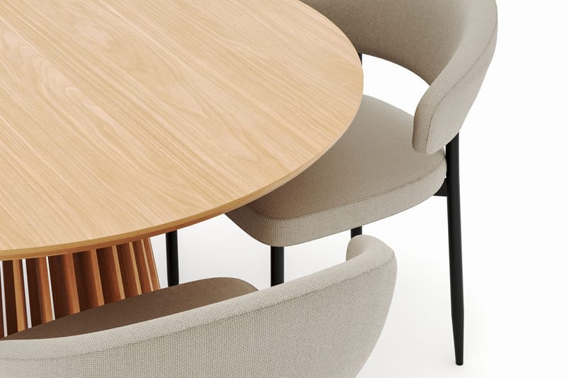 Peyra Spisebord 120 cm Rundt med 4 Sawako Stoler - Natur - Møbler - Bord - Spisegrupper