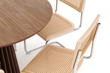 Peyra Spisebord 120 cm Rundt med 6 stk Build Matstkolar - Valnøtt - Møbler - Bord - Spisegrupper