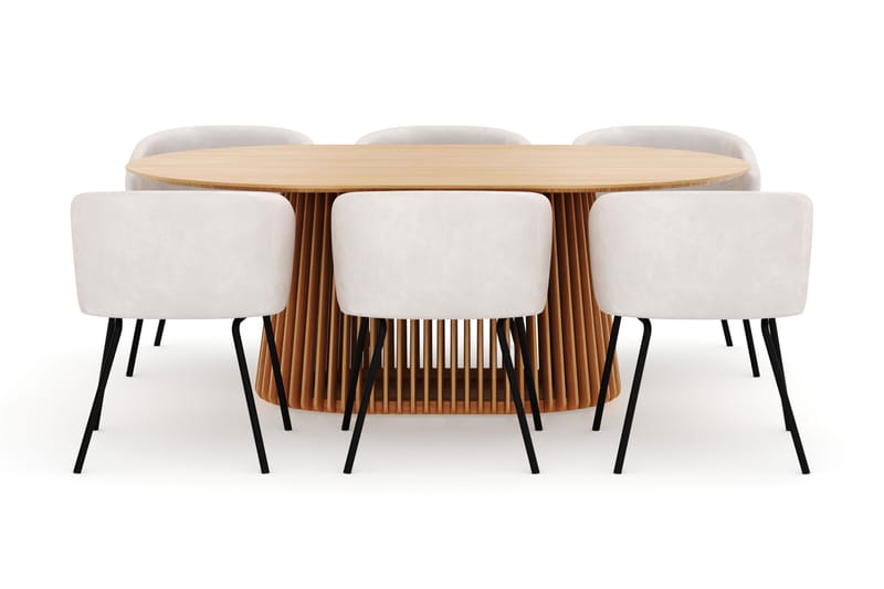 Peyra Spisebord 200 cm Oval med 6 Berit Stoler - Natur - Møbler - Bord - Spisegrupper